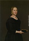 Portrait of Donna Alba Regina del Ferro - three quarter length in a black dress holding a book